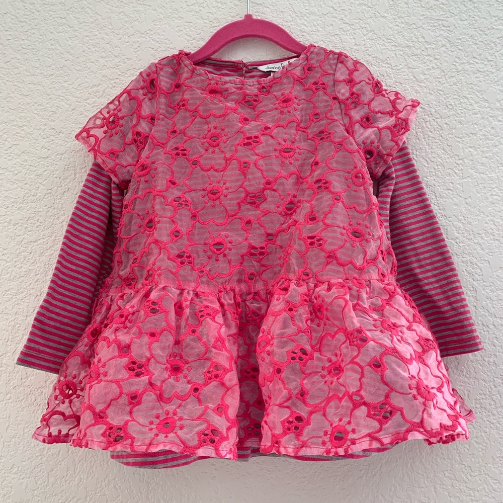 EUC Pretty girls embroidered sheer mesh dress